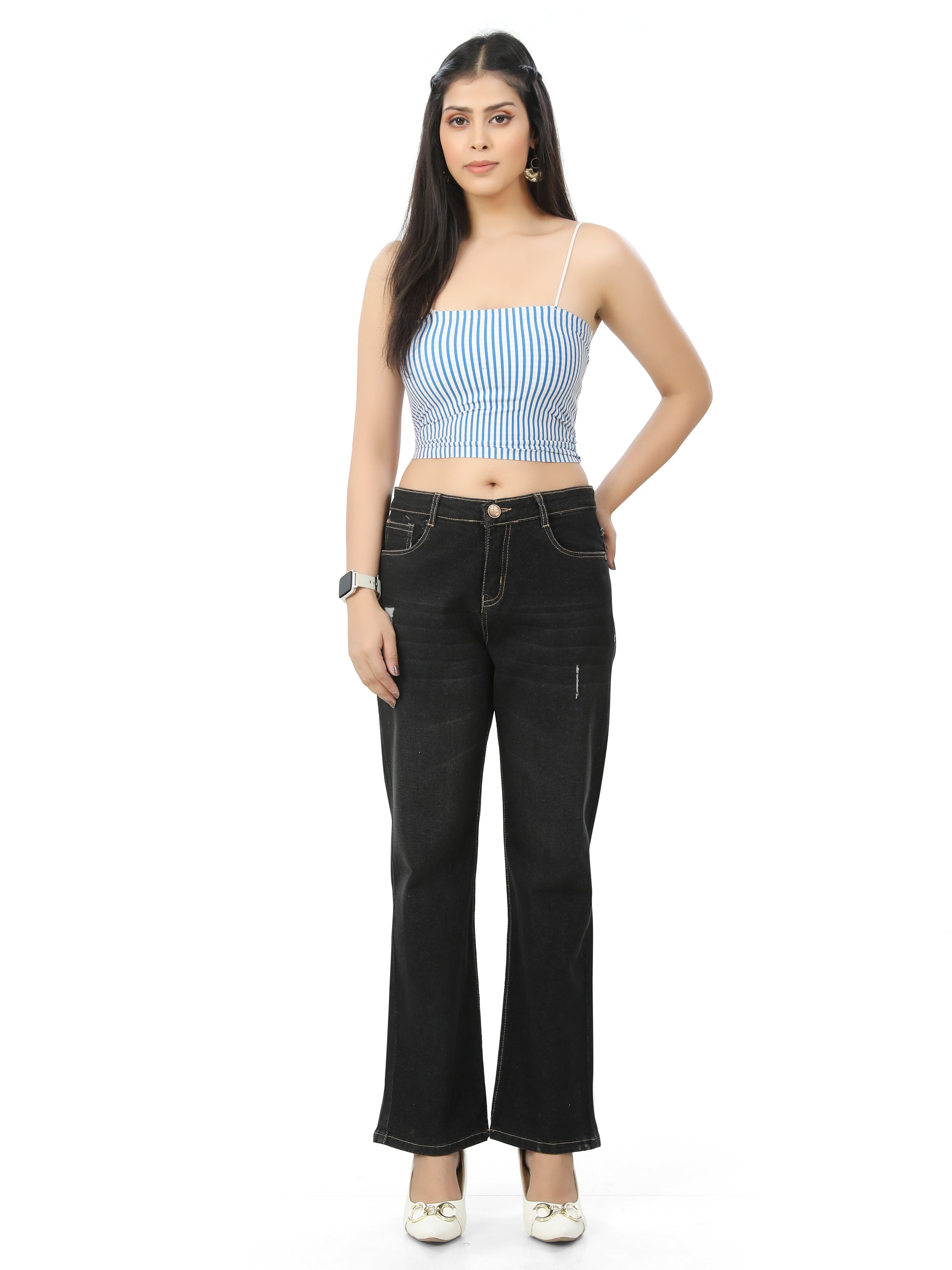 Straight Fit Mid-Rise Clean Look Cotton Jeans