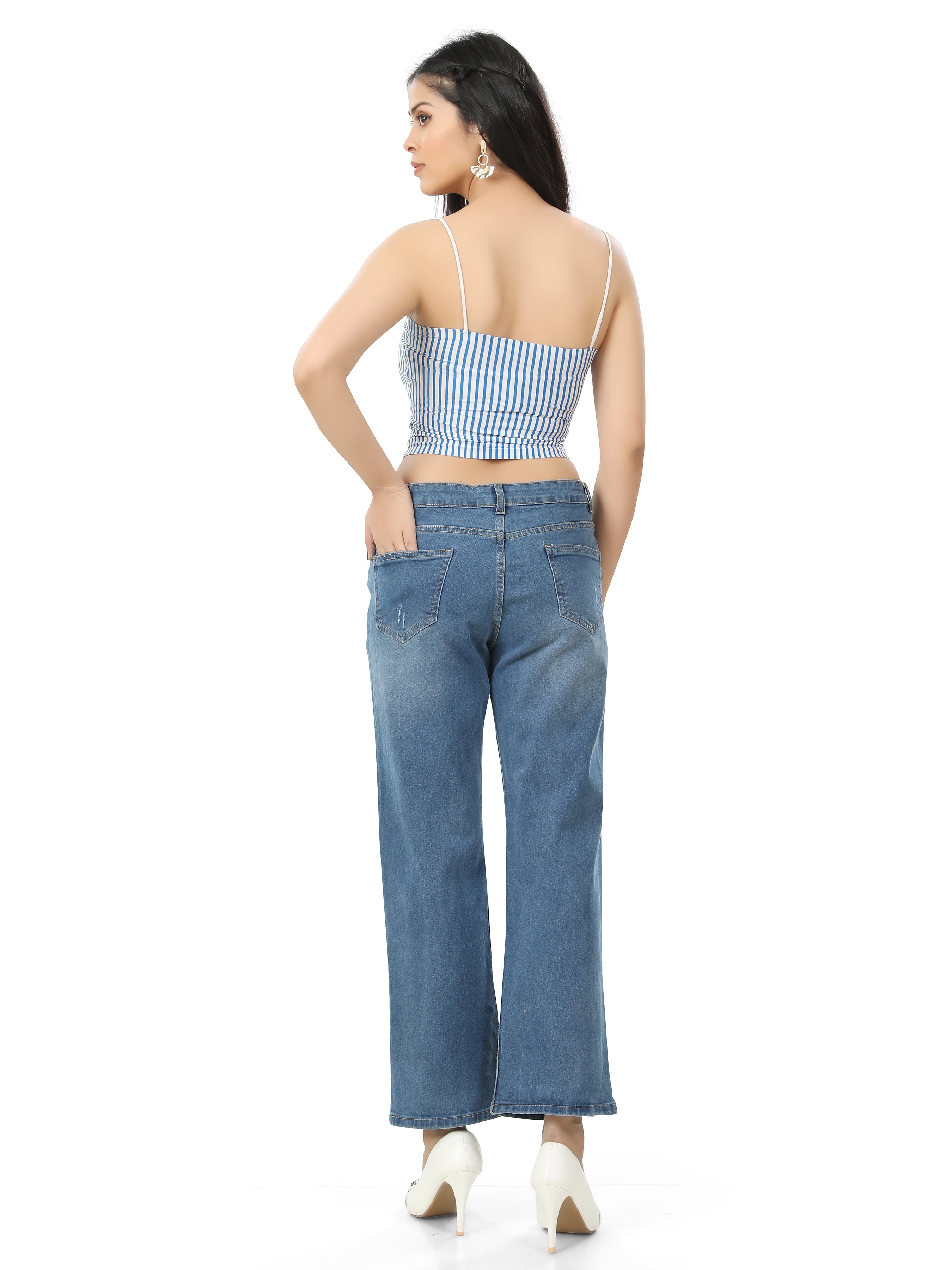 Straight Fit Mid-Rise Clean Look Cotton Jeans