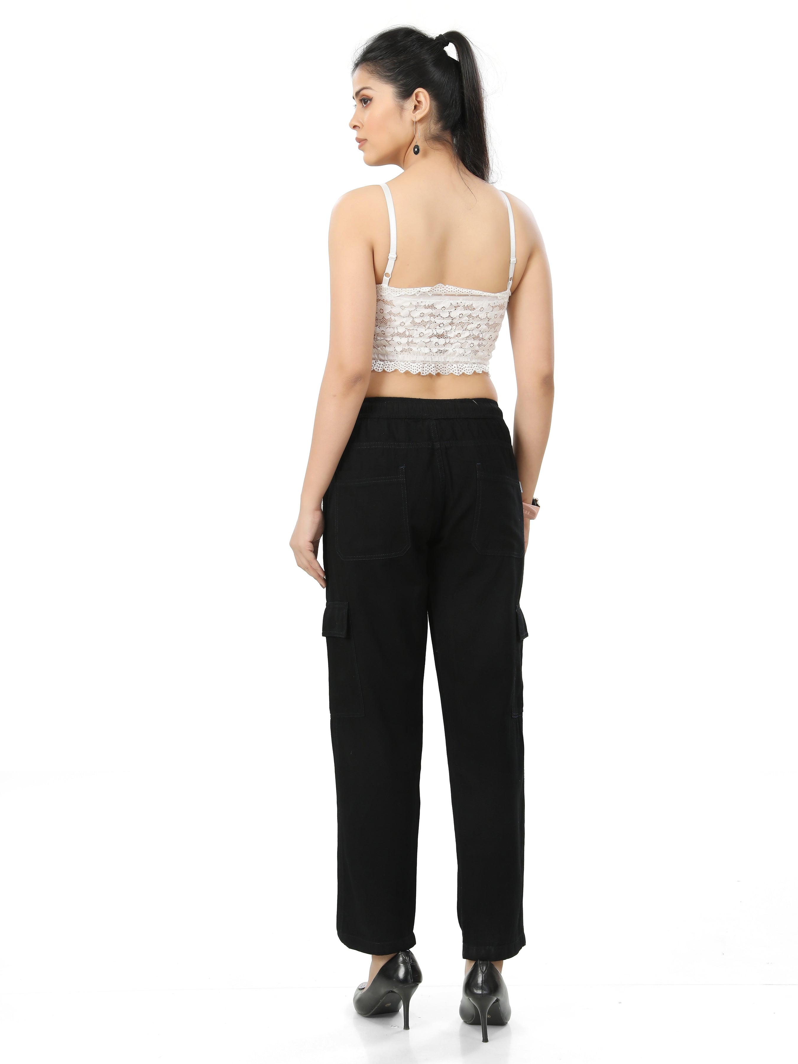 Cotton Denim Cargo Style Jogger