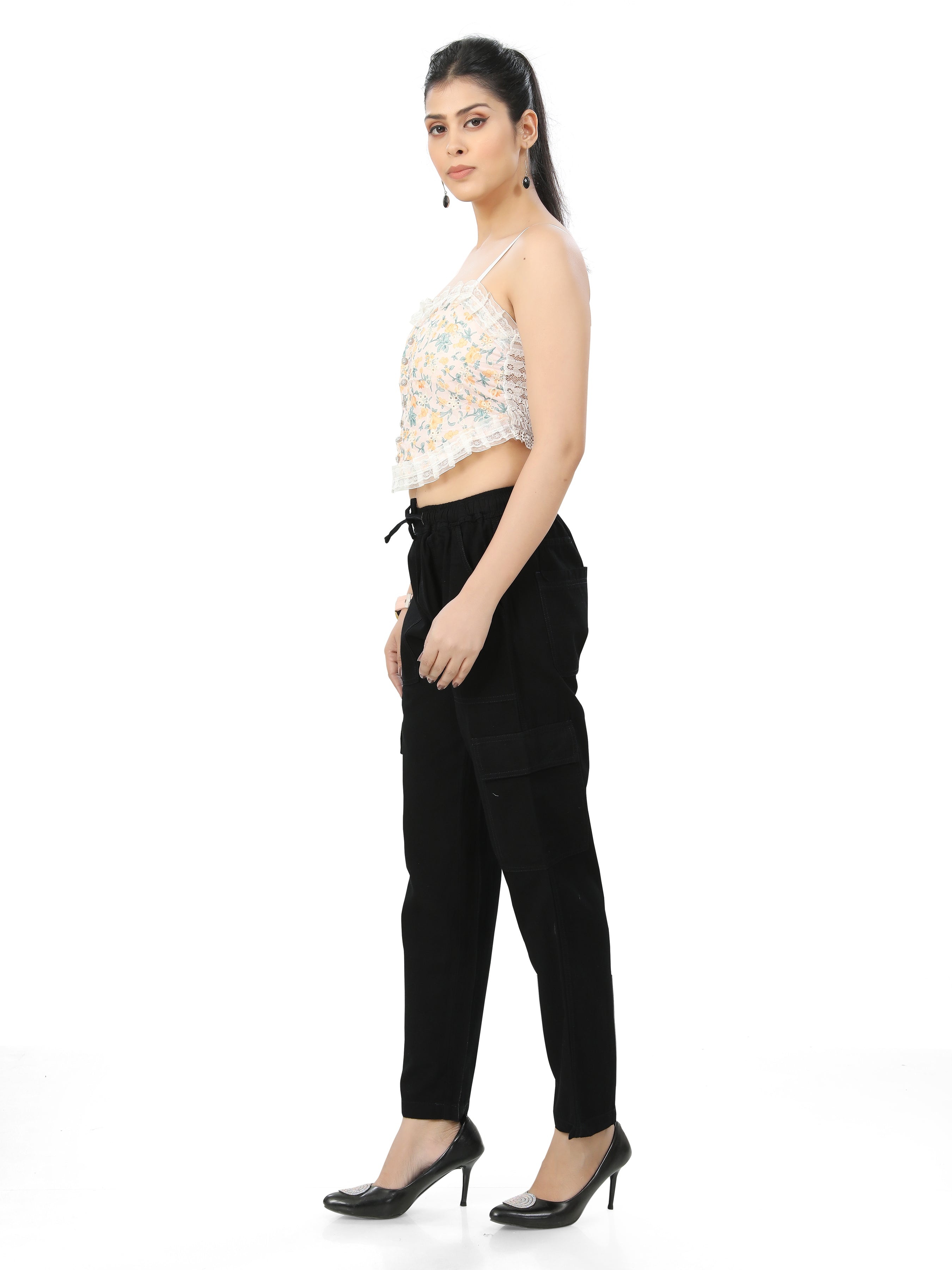 Cotton Denim Cargo Style Jogger