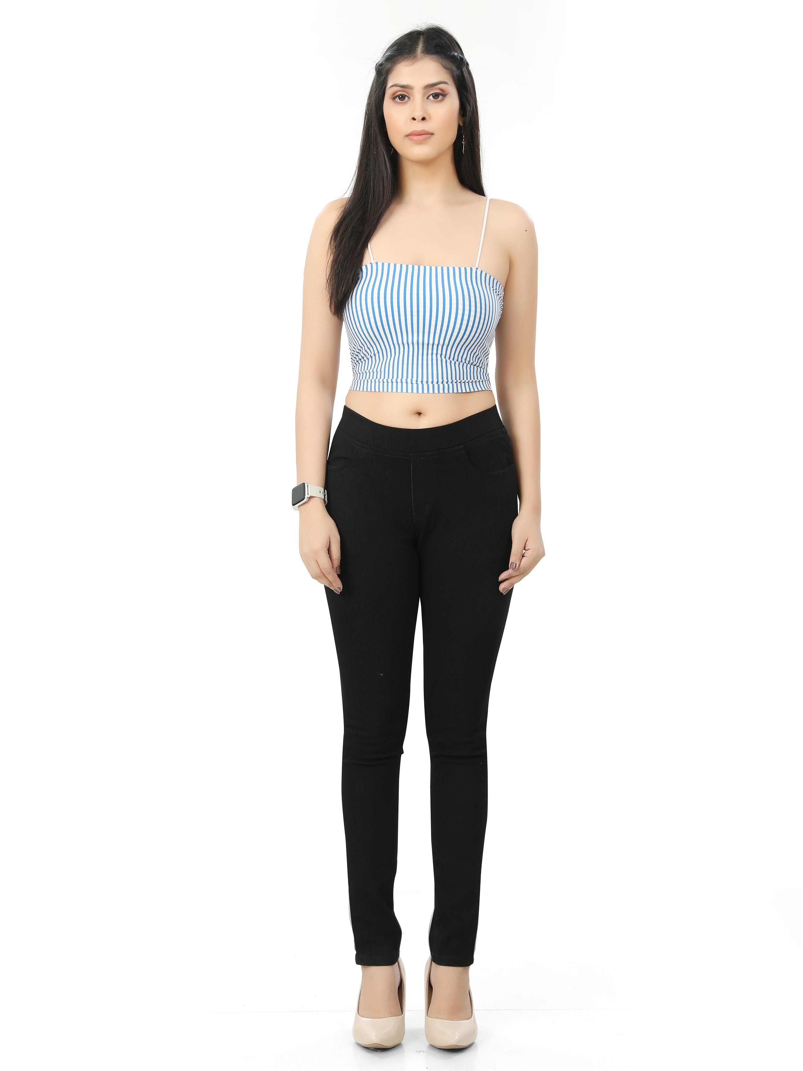 Denim Jeans Jeggings With 2 Front Pockets & 2 Back Pockets