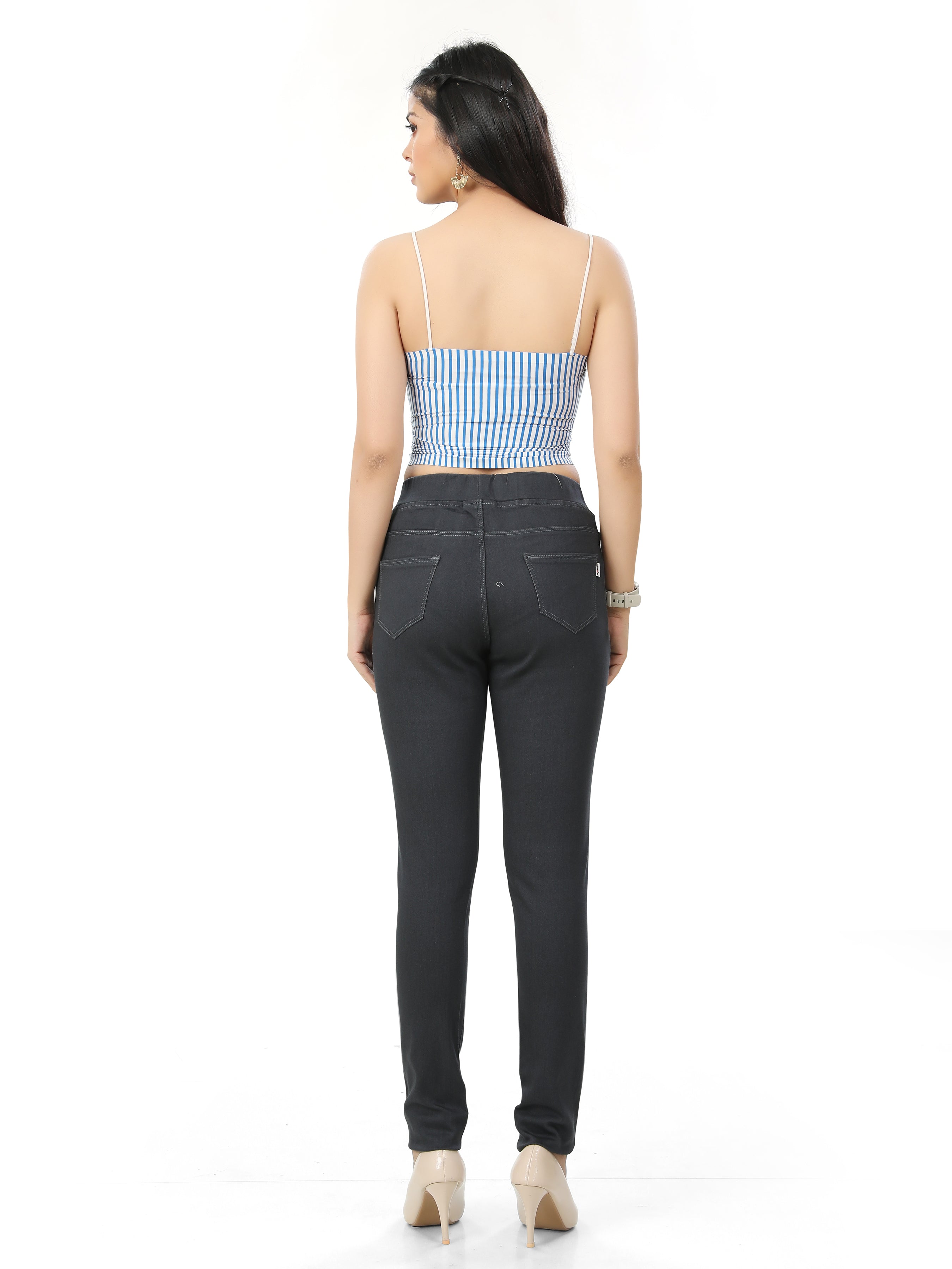 Denim Jeans Jeggings With 2 Front Pockets & 2 Back Pockets