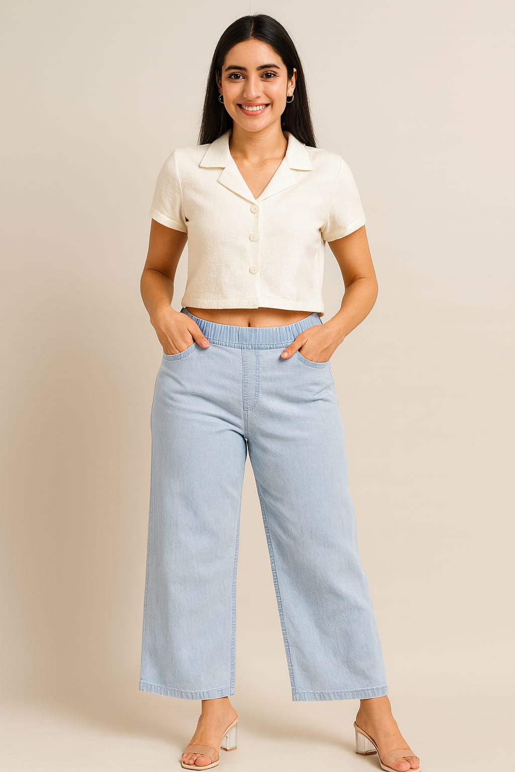 Denim Wide Leg Culottes