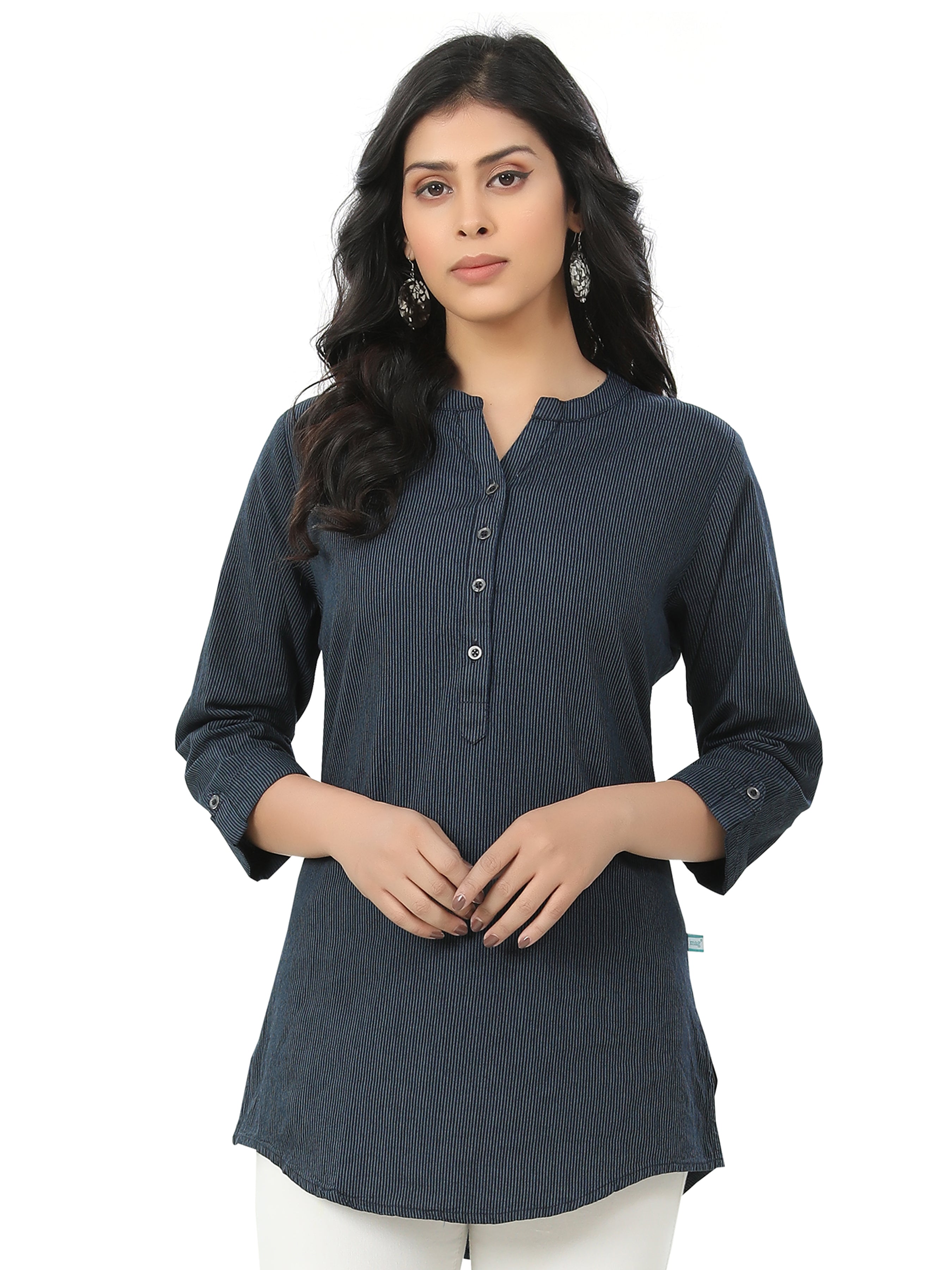 Indigo Striped Pure Cotton Tunic Kurta