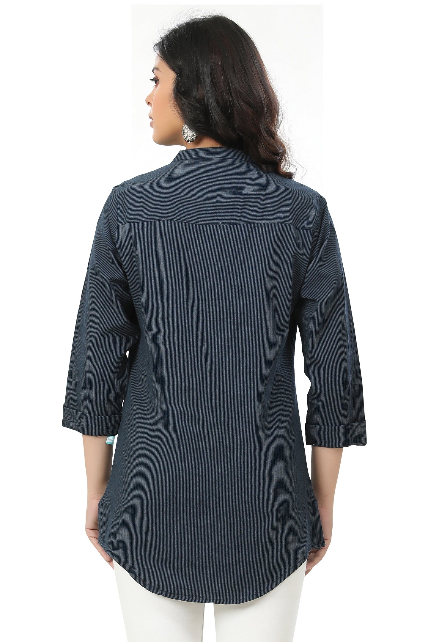 Indigo Striped Pure Cotton Tunic Kurta