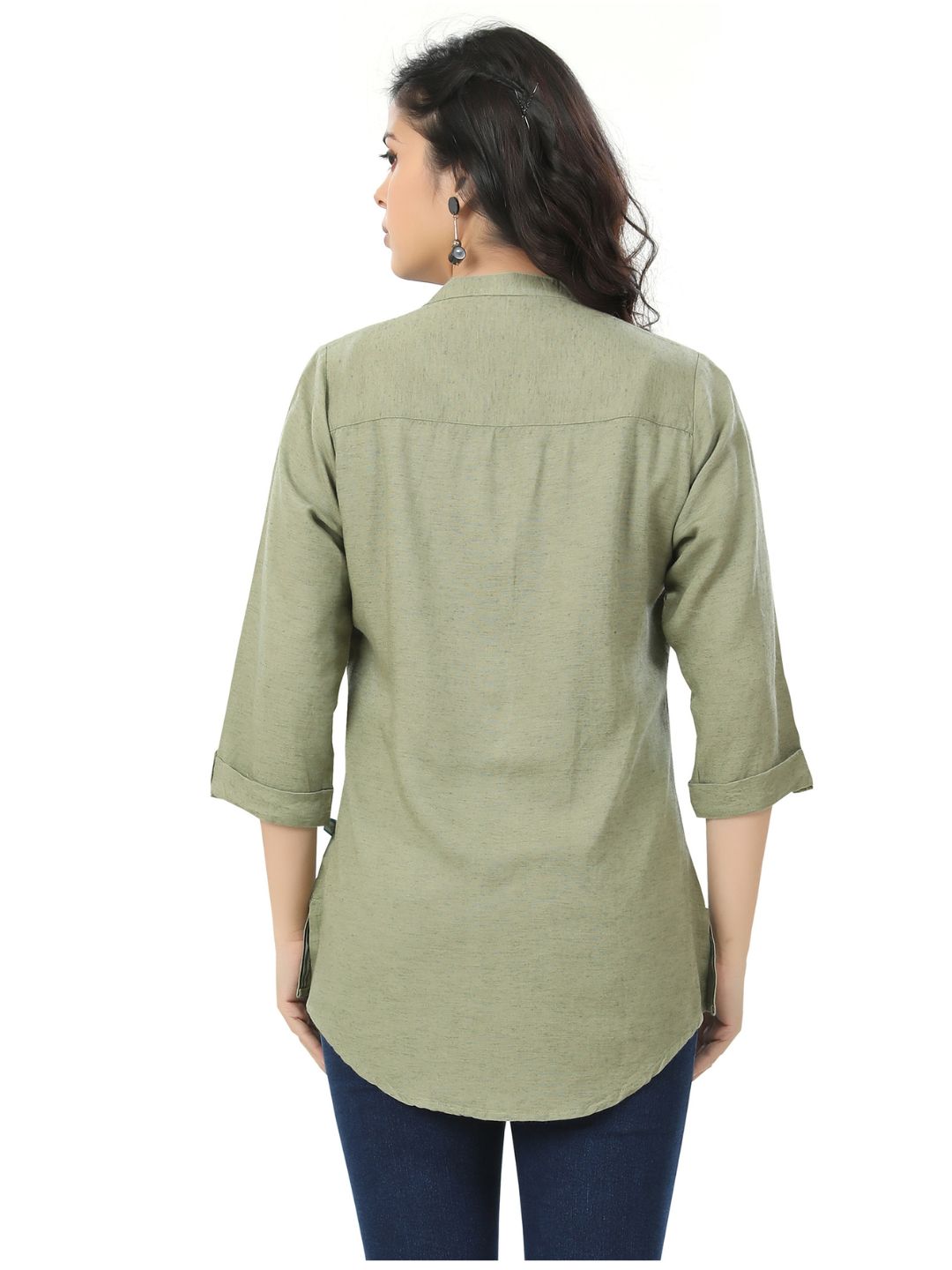 Slub Cotton Rayon Solid Kurta Style Top