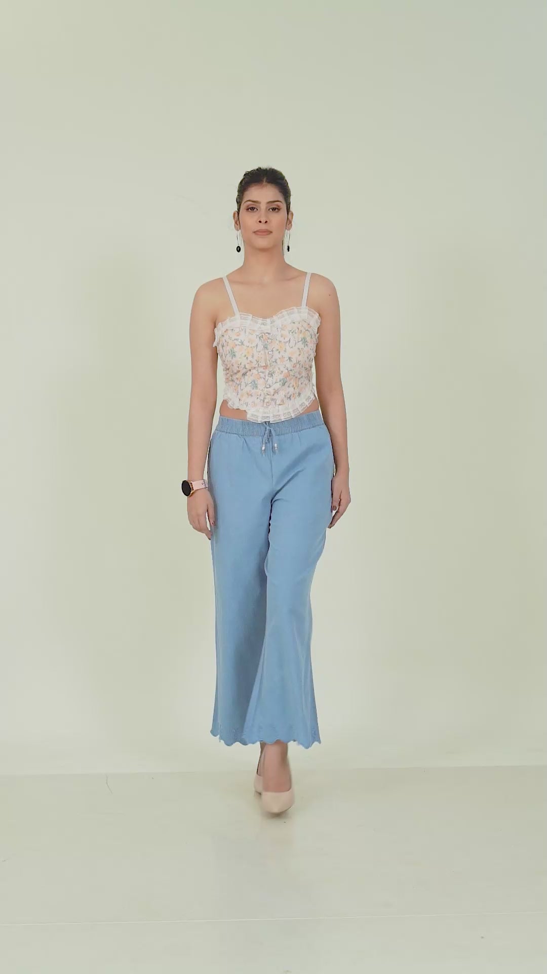 Embroidered Cut Work Ankle Length Palazzos