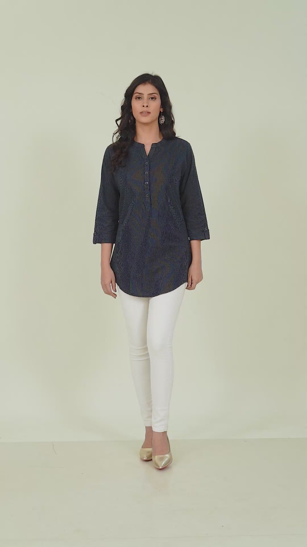 Indigo Striped Pure Cotton Tunic Kurta